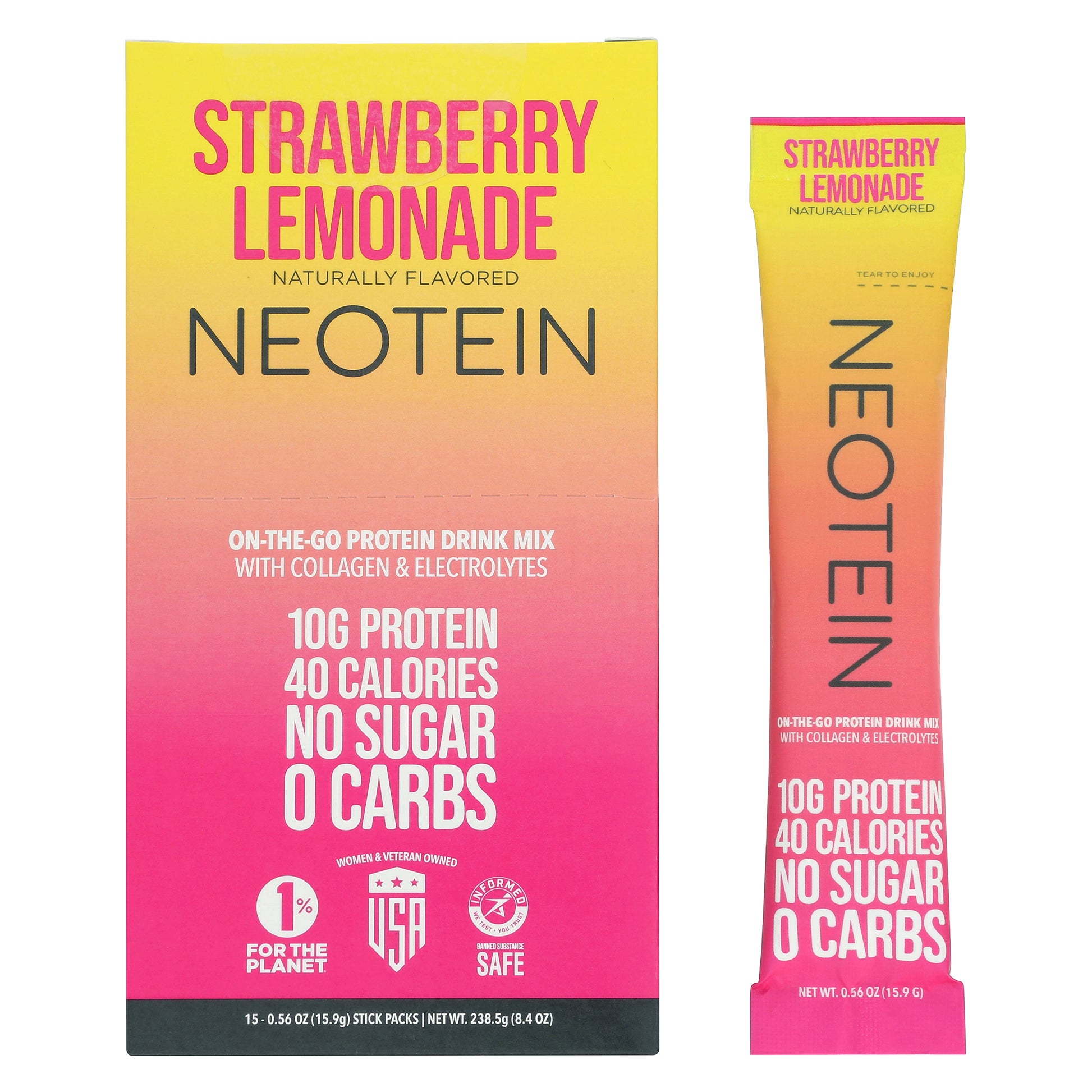 Neotein Strawberry Lemonade - Box of 15 Stick Packs