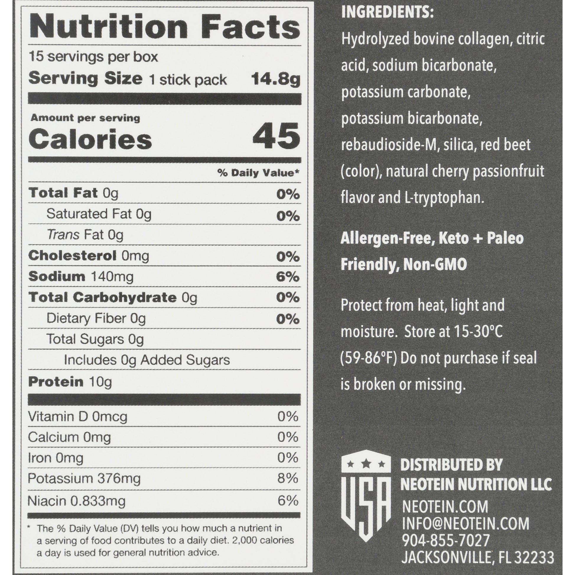 Neotein Cherry Passionfruit- Box of 15 Stick Packs