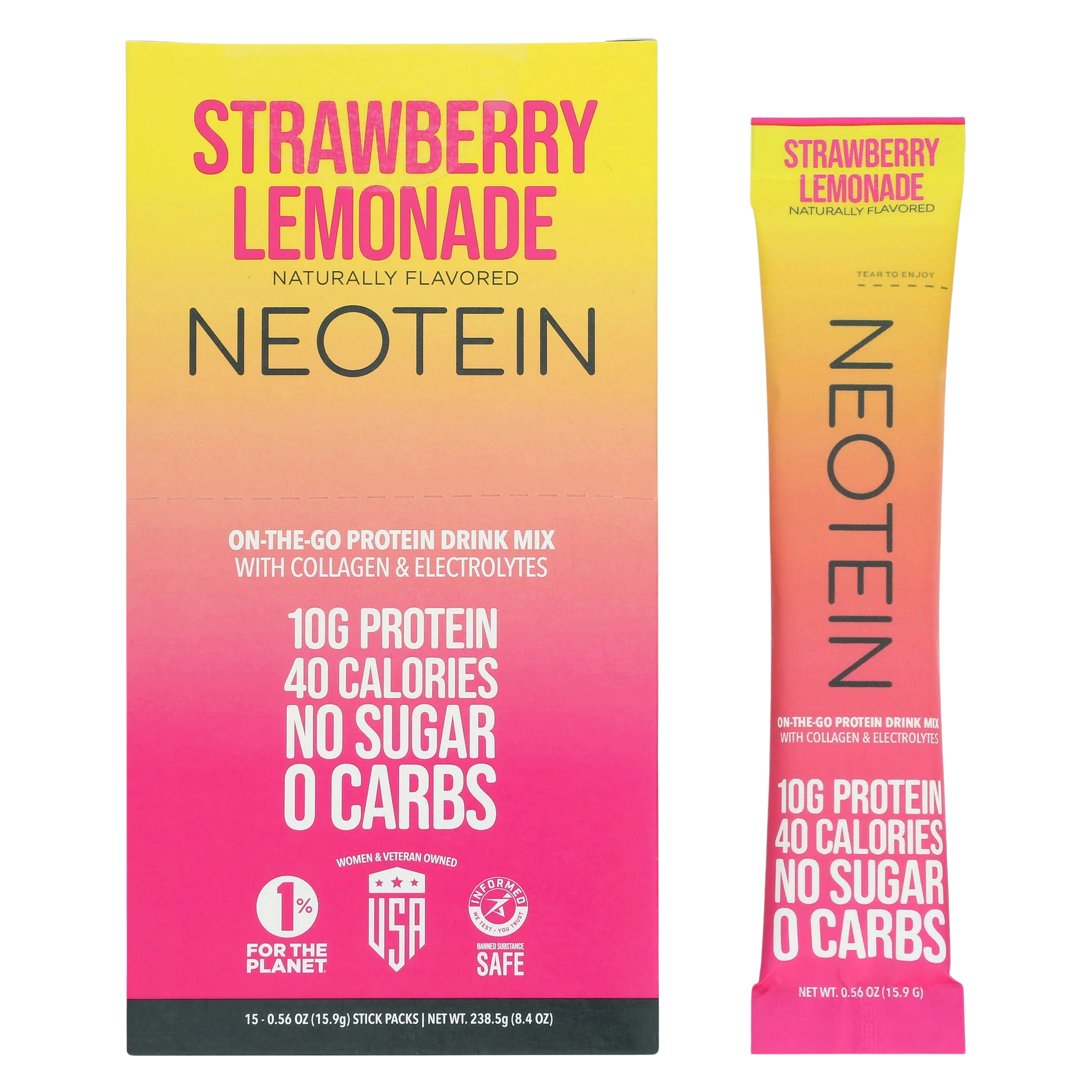 Neotein Strawberry Lemonade - Box of 15 Stick Packs